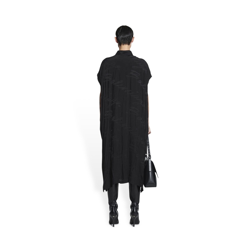 Women Rawcut Sleeves Dress Balenciaga Black