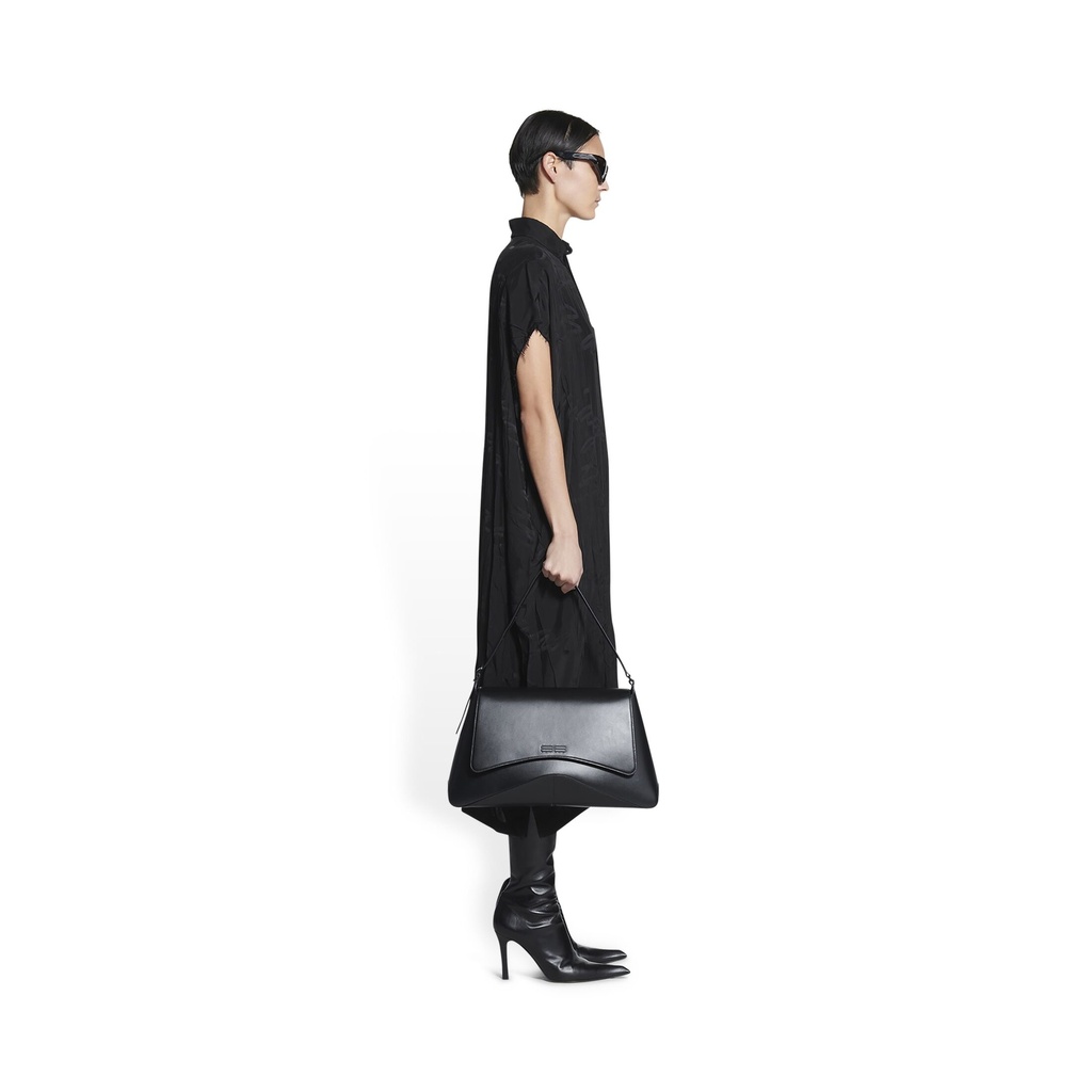 Women Rawcut Sleeves Dress Balenciaga Black