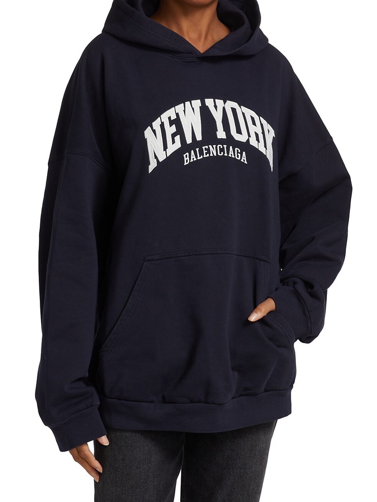 Woman Hoodie Balenciaga New York Navy