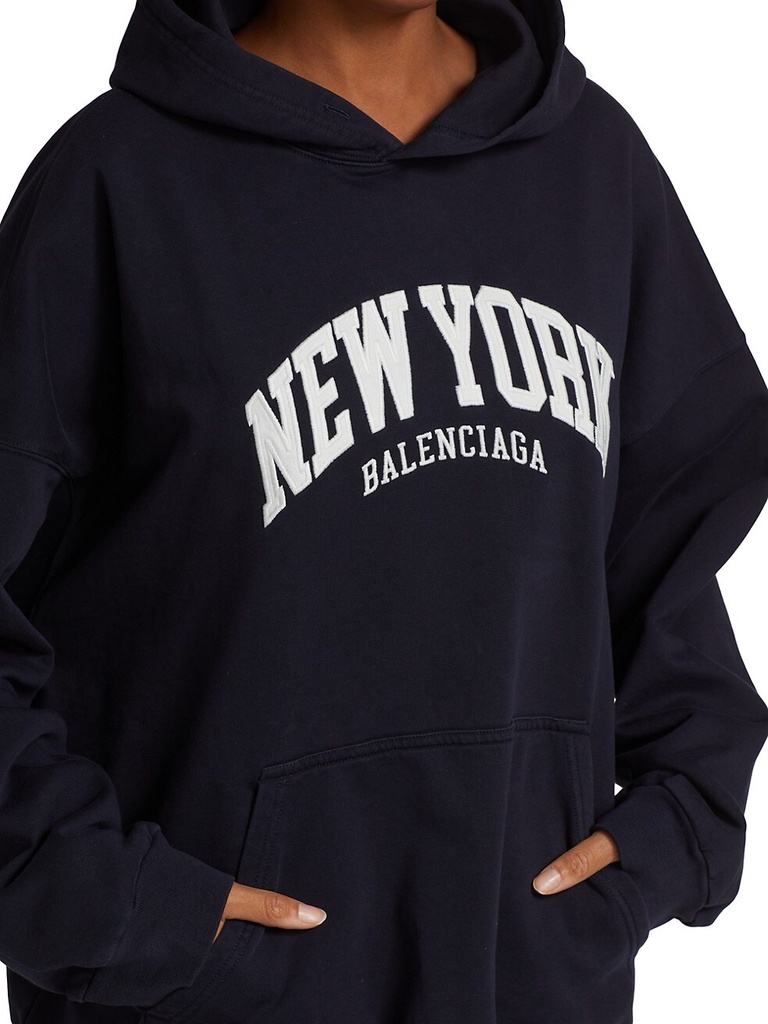 Woman Hoodie Balenciaga New York Navy