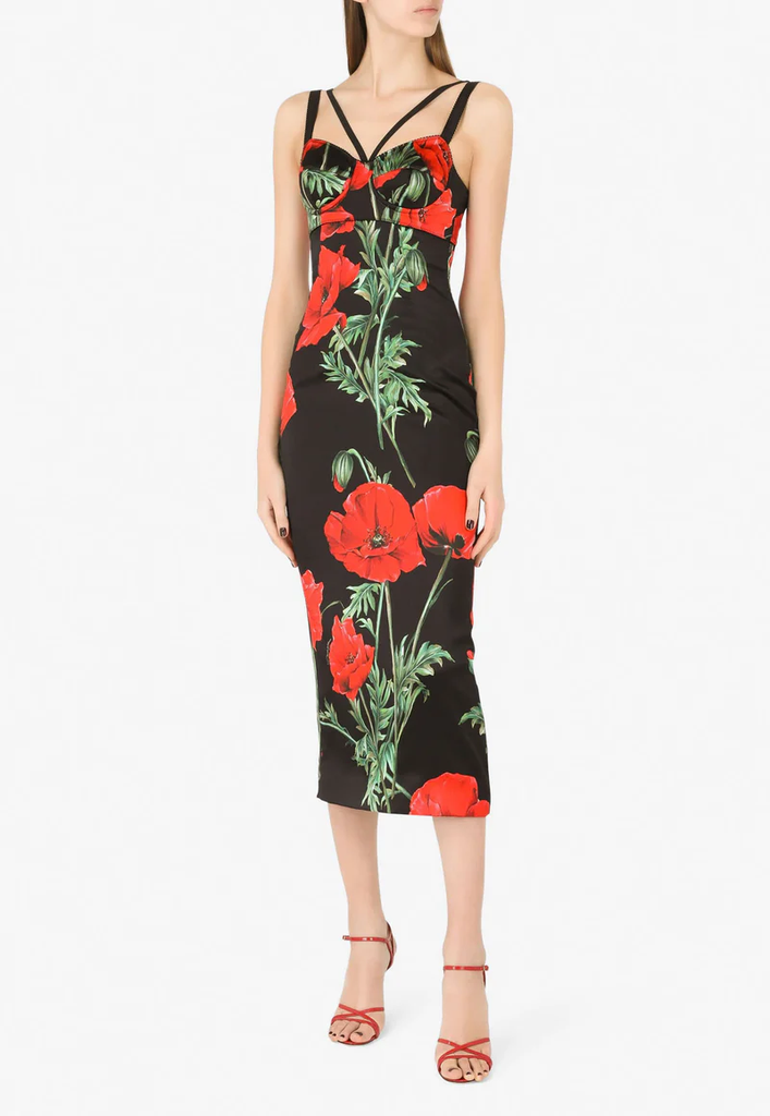 Women Dress DOLCE &amp; GABBANA Flower Poppy Print