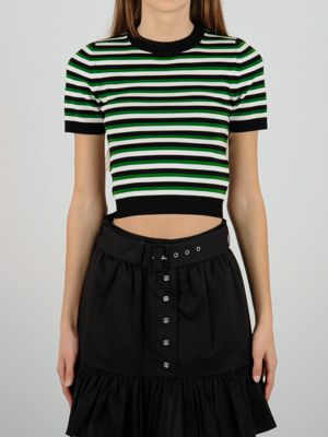 Woman Stripe T-shirt Michael Kors Leaf Green