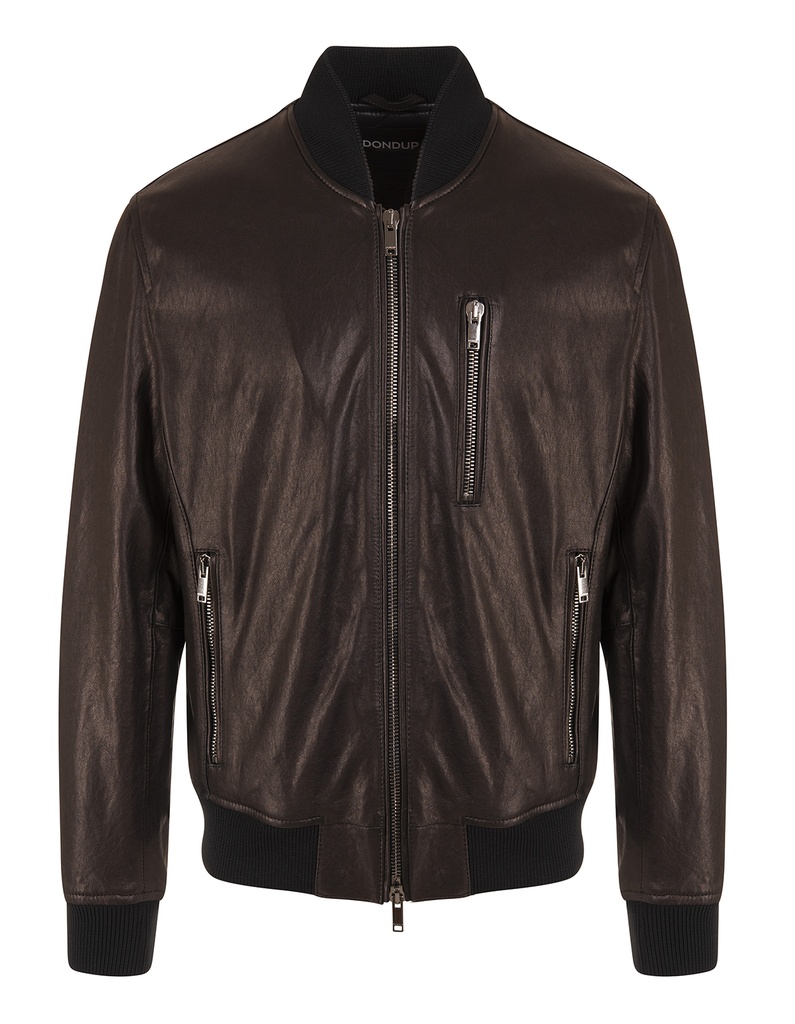 DONDUP Slim-fit bomber jacket in nappa leather