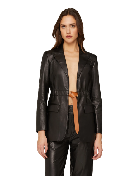 DONDUP Single-breasted blazer in nappa leather