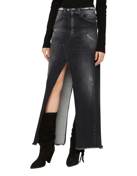 DONDUP Long skirt in stretch denim