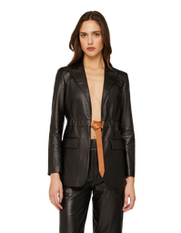 DONDUP Single-breasted blazer in nappa leather